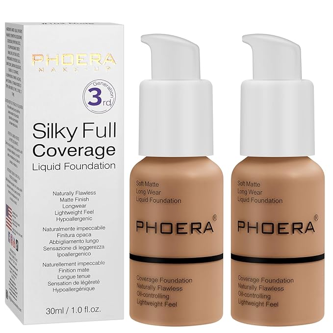 PHOERA Foundation, PHOERA Matte Liquid Foundation,PHOERA Makeup for Warm Sun*2) 30ml