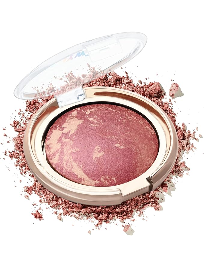 Baked Powder Blush, Glow Marbleized Blush Powder Palette,Lightweight Shimmery Cruelty-Free face Blush for Cheeks,Eyeshadow & Highlight,Makeup Gift for Women rubores de maquillaje(0.49Ounce)-04