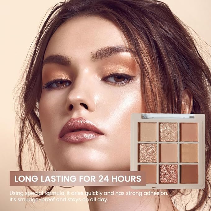 Eyeshadow Palette Makeup- 9 Colors Naked Eyeshadow Palette Matte Shimmer Korean Natural Eye Shadow palettes Highly Pigmented Naturing-Looking Long Lasting (#03)