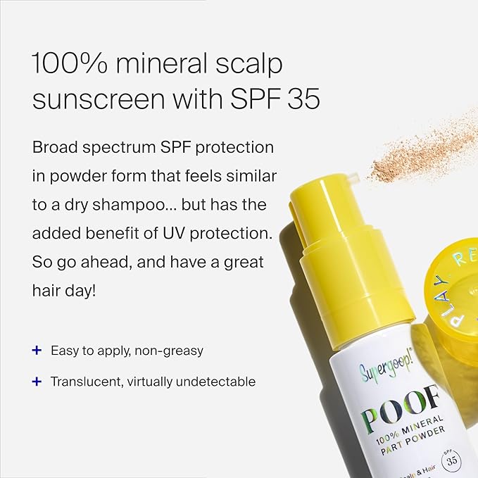 Supergoop! Poof 100% Mineral Part Powder - 0.71 oz, Pack of 2 - SPF 35 PA+++ Scalp Sunscreen with Broad Spectrum UV Protection - Cruelty-Free Formula with Vitamin C