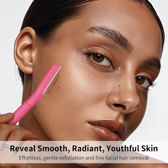 Face Razors for Women, Dermaplane Razor for Women Face, Eyebrow Razor, Facial Razors, Dermaplaning Tool, Gentle Skin Exfoliation Microblades for Sensitive Skin, Peach Fuzz Remover, 10 Count (Coral)