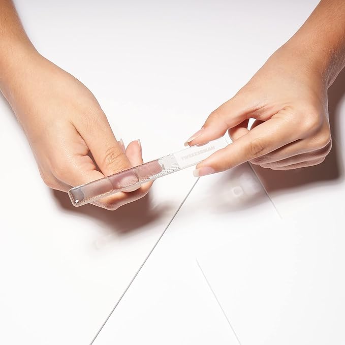 Tweezerman Glass Manicure Set Includes Nail Clipper, Cuticle Pusher, Glass Nail File, and Glass Nail Buffer