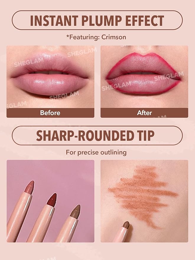 SHEGLAM Lip Liner Creamy Matte Pencil High Pigment Not Easy to Fade Silky Smooth Matte Contour Tint Lip Makeup-But First,Coffee