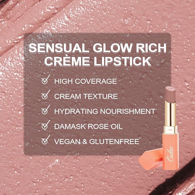 Oulac Hydrating Lipstick Set For Women Plum Brown Lipsticks High Impact Lipcolor Tinted Lip Balm, Nourishing, Satin Finish, Moisturizing Creamy Formula, Vegan Gluten Free 05+06+08(SET 2)