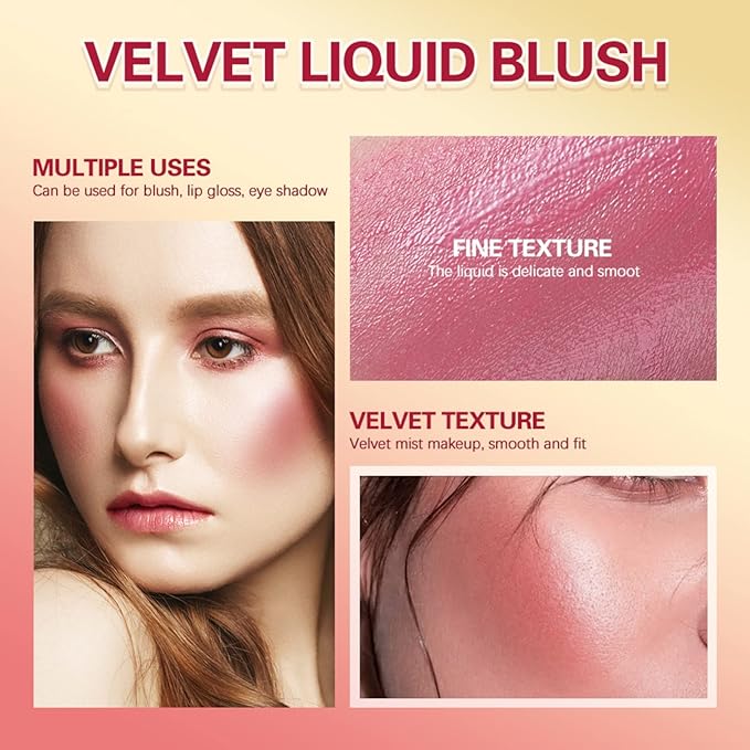 Liquid Blush, Matte Liquid Cream Makeup Dual Use for Girl