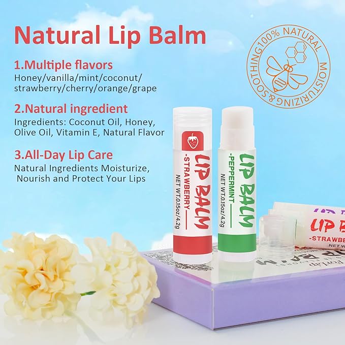 32 Pack Lip Balm, Natural Lip