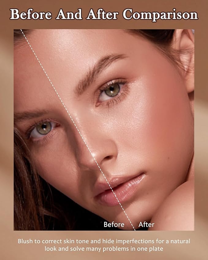 Face Matte Blush Powder Palette-2Colors Buildable Facial Cheek Women Girl-03