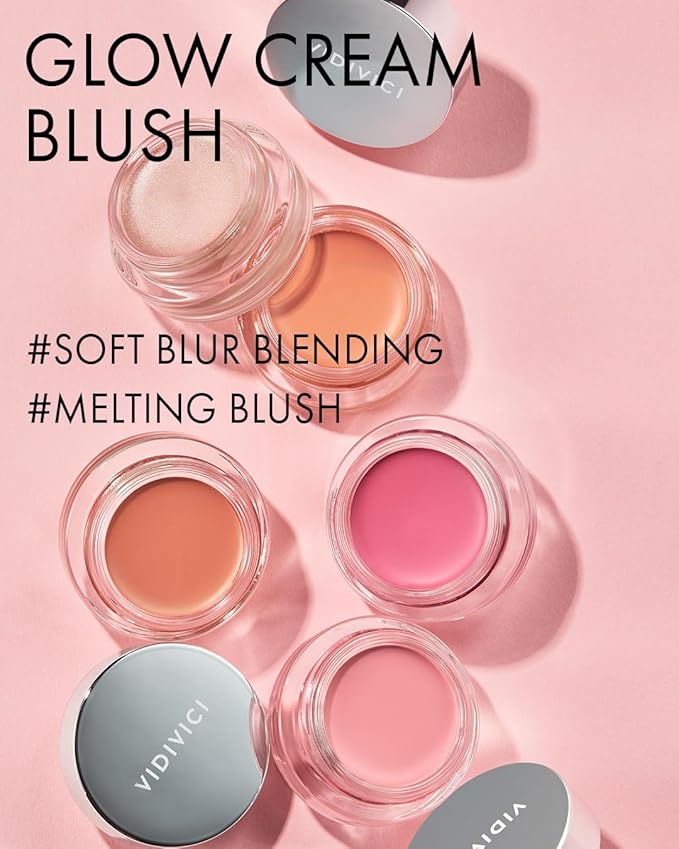 VIDIVICI Millennial Glow Cream Blush 04 Peony Milk - Creamy Face Cheek Blusher for Smooth & Silky Skin - Soft Satin Finish with Natural Color - For Fair to Light Skin Tone, 0.21 oz.