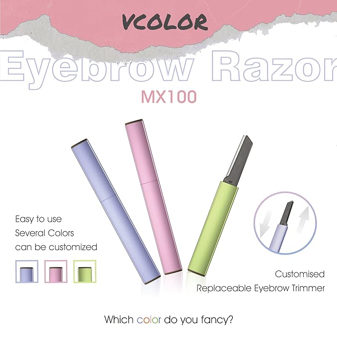 Exfoliating Eyebrow Razor Dermaplaning Tool Eyebrow Trimmer with 4 Replacement Blades, Facial Razors for Women Aluminum Alloy Handle & Stainless Steel Blade (Blue)