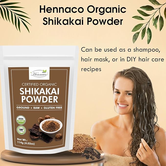 hennaco Organic Shikakai Powder| Acacia concinna Powder| Natural (4 OZ) 114 G