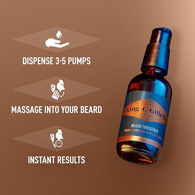 King C. Gillette Beard Thickener formulated with Vitamin B complex and Caffeine, 1.7oz