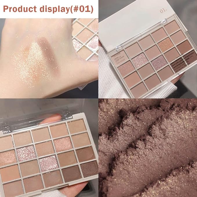 20Colors Rose Gold Dark Brown Nude Basics Matte Eyeshadow Palette,Eye Shadow Travel Makeup Palette all in one Long Lasting Waterproof Ultra-Blendable,Great for Travel Gift Kit