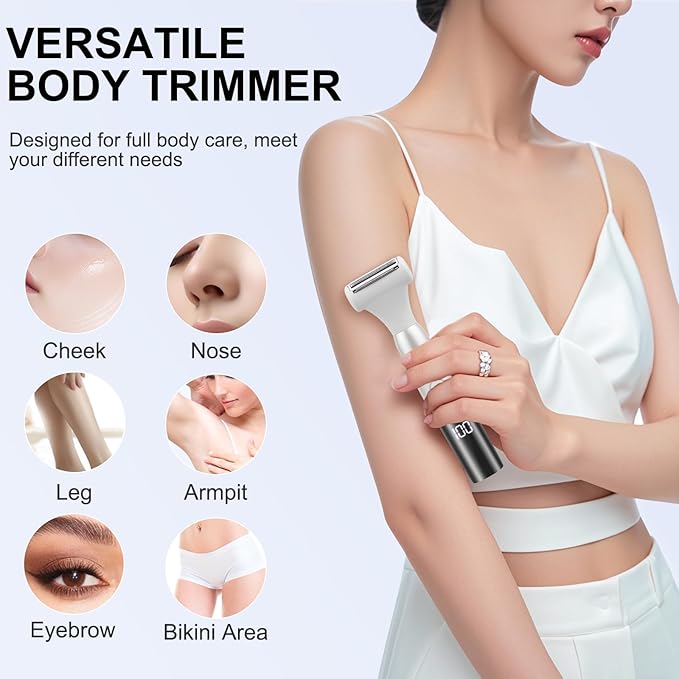 5 in 1 Bikini Trimmer for Women - Electric Razors for Women, Cordless Rechargeable Electric Shaver, IPX7 Waterproof Wet Dry Lady Body Hair Remover for Face Nose Eyebrow Arm Leg Pubic Armpit Bikini