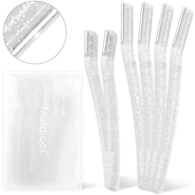 Women’s Dermaplane Razor for Face & Eyebrow - Anti-Cutting Japanese Blades for Eyebrow and Facial Hair Removal, Achieve Silky Skin and Perfect Brows (Transparent, 6 Count)