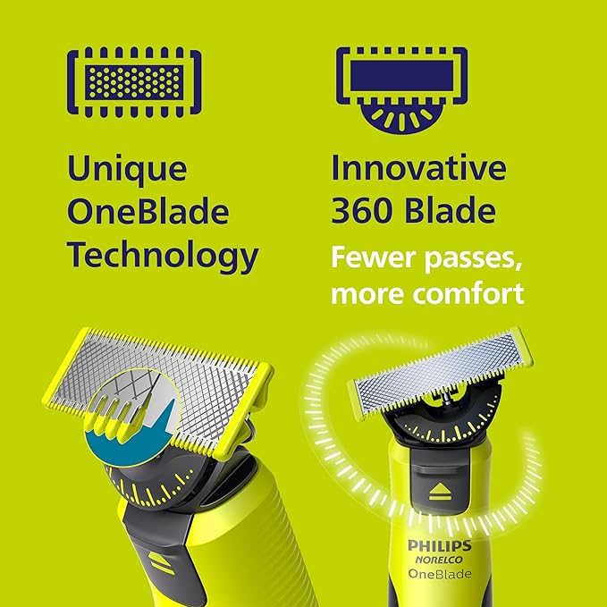 Norelco Philips OneBlade 360 with Connectivity Hybrid Face, Electric Beard Trimmer, Shaver with 360 Blade Tech & 1hr Fast Charge, 1x360 Blade, & 5-in-1 Comb, QP4530/90