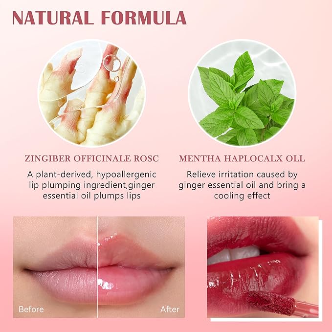 Hydrating Lip Glow Oil, Lip Plumper Gloss Lip Tint Stain, Pigmented Plumping Lip Gloss, Nourishing Non-Sticky Vegan, Glossy Mirror Finish Tinted Lip Glaze, Plump And Pout Lipgloss for Women Girls-03#