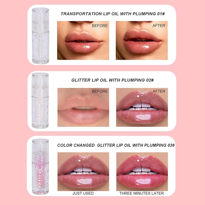 Hydrating Lip Glow Oil Set, Plumping Lip Oil Hydrating