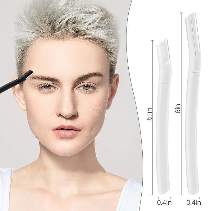 Eyebrow Razor, Dermaplane Face Razors for Women Facial Hair, Eyebrow Shaver(8 Count), Peach Fuzz Removal, Dermaplaner to Exfoliate and Refresh the Skin (White, Black)