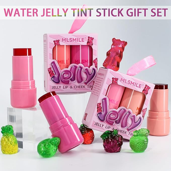 2 Colors Cooling Water Jelly Tint Stick,Multi-Use Cheek Cooling