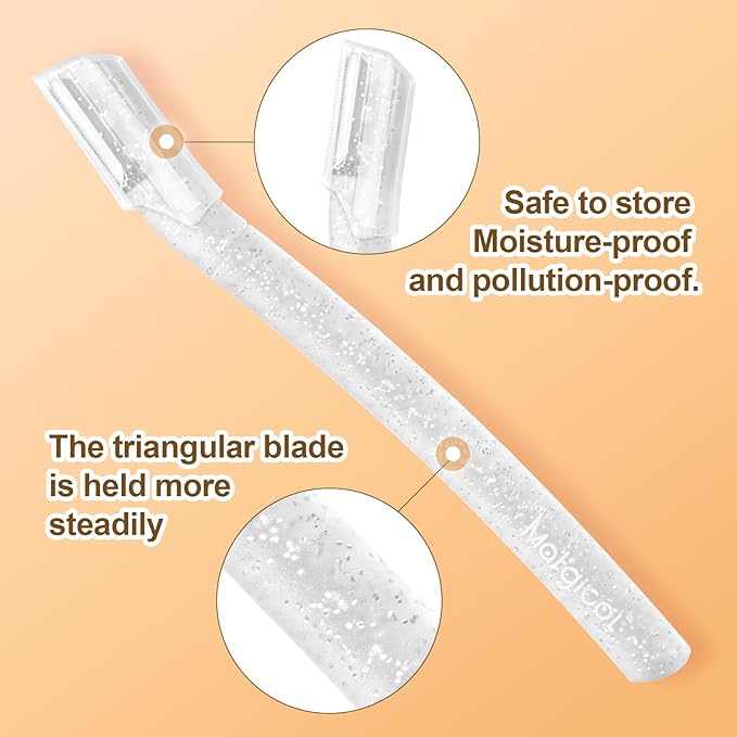 Women’s Dermaplane Razor for Face & Eyebrow - Anti-Cutting Japanese Blades for Eyebrow and Facial Hair Removal, Achieve Silky Skin and Perfect Brows (Transparent, 3 Count)