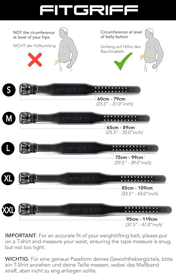 Fitgriff® Classic Weight Lifting Belt (100% Leather)