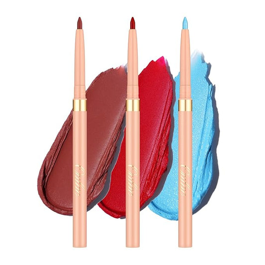 Oulac Waterproof Lipliner Pencil Set - Smooth and Creamy, Retractable Lip Makeup for Precision Application, Vegan & Cruelty-Free, LL06+LL08+10