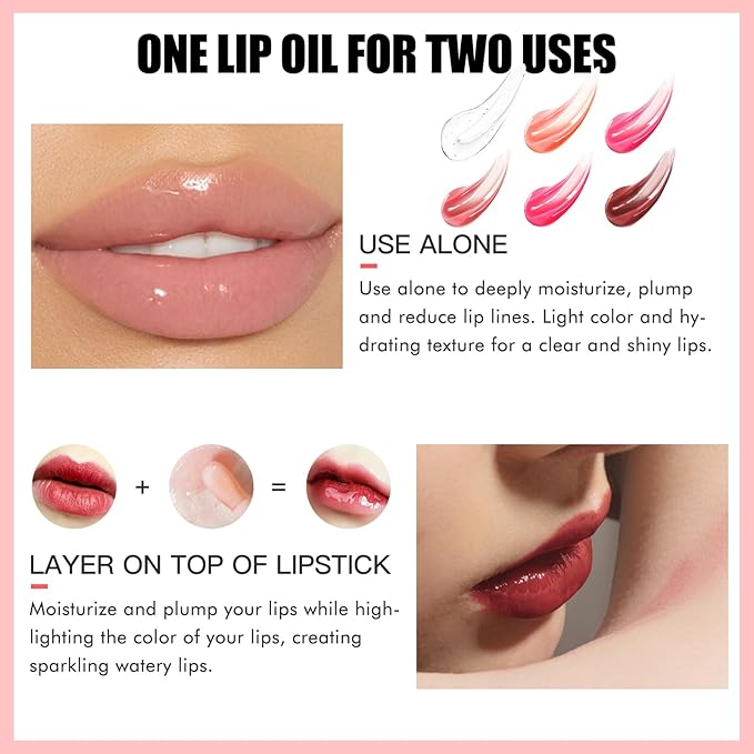 3PCS Lip Oil Set, Hydrating Lip