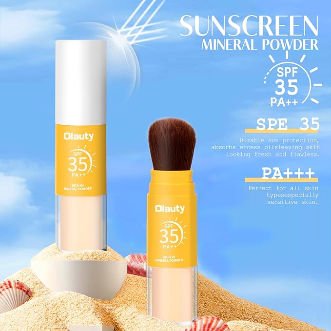 Mineral Sunscreen Setting Powder, Mineral Brush Setting Face (Medium, ) 8g