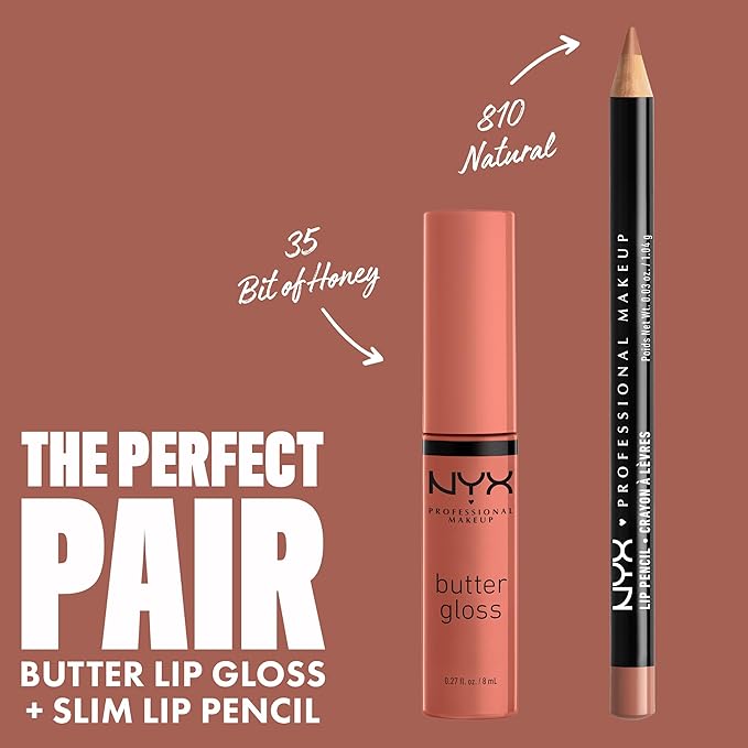 NYX PROFESSIONAL MAKEUP Butter Gloss, Non-Sticky Lip Gloss - Bit Of Honey (Peach Nude)