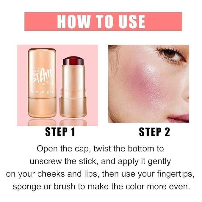 2pcs Jelly Blush Stick, Multi-purpose Lip and Cheek
