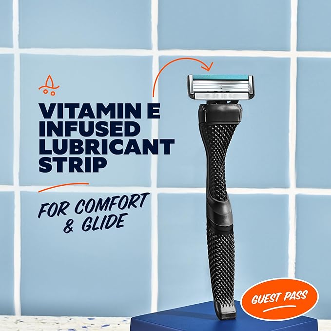 Dollar Shave Club | The Guest Pass Shave Set | 2 Swift Rinse Refill Cartridges, 1 Handle (Black), 1 Razor Cover