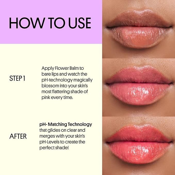 Winky Lux Flower Balm, pH Lip Balm, Color Changing Lipstick and Tinted Lip Balm Stain, Vegan & Cruelty Free Hydrate & Plump, Sheer Pink Lipstick, Purple Flower