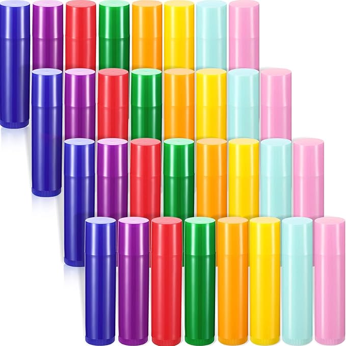 32 Pieces 5ml Empty Lip Gloss Tubes Refillable Lip Gloss Bottles Rotatable Lip Balm Container Tubes Plastic Lipstick Tube DIY Lip Gloss Balm Tube Holder for DIY Lipstick Cosmetic Samples, 8 Colors