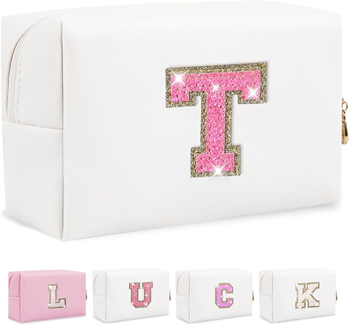 Personalized initial letter makeup bag,