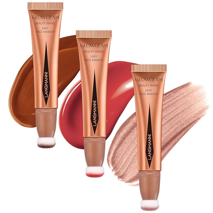 LANGMANNI Liquid Contour Beauty Wand, Face Concealer Contouring,Highlighter,Blusher Makeup. (#02+#04+#06)