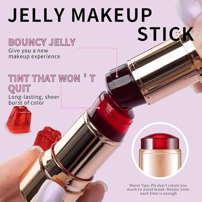 2pcs Jelly Blush Stick, Multi-purpose Lip and Cheek