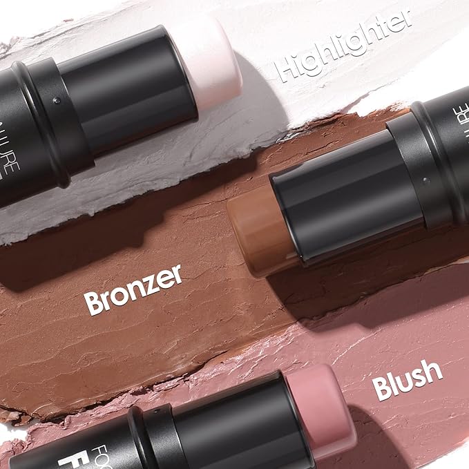 FOCALLURE 3 Pcs Cream Contour Sticks,Shades with Highlighter Finishing Makeup,UNIVERSAl