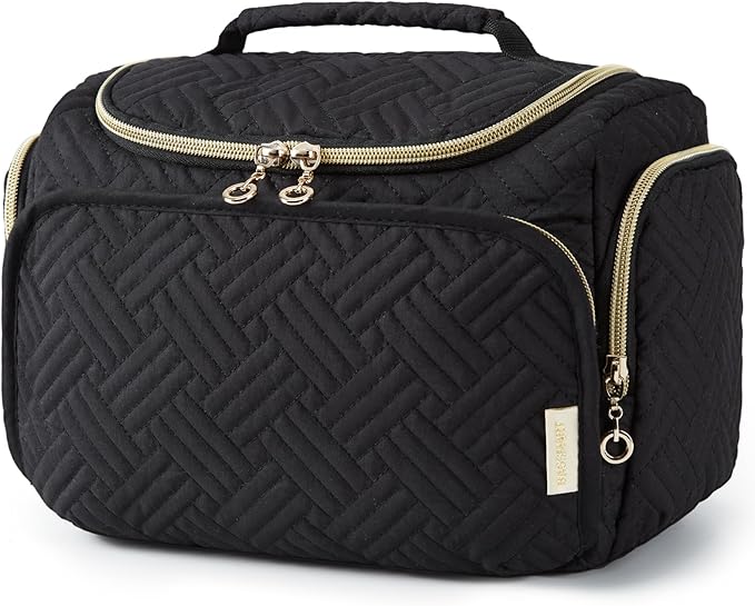 BAGSMART Travel Toiletry Bag, Large Wide-open Travel Bag for Toiletries, Makeup Cosmetic Travel Bag with Handle