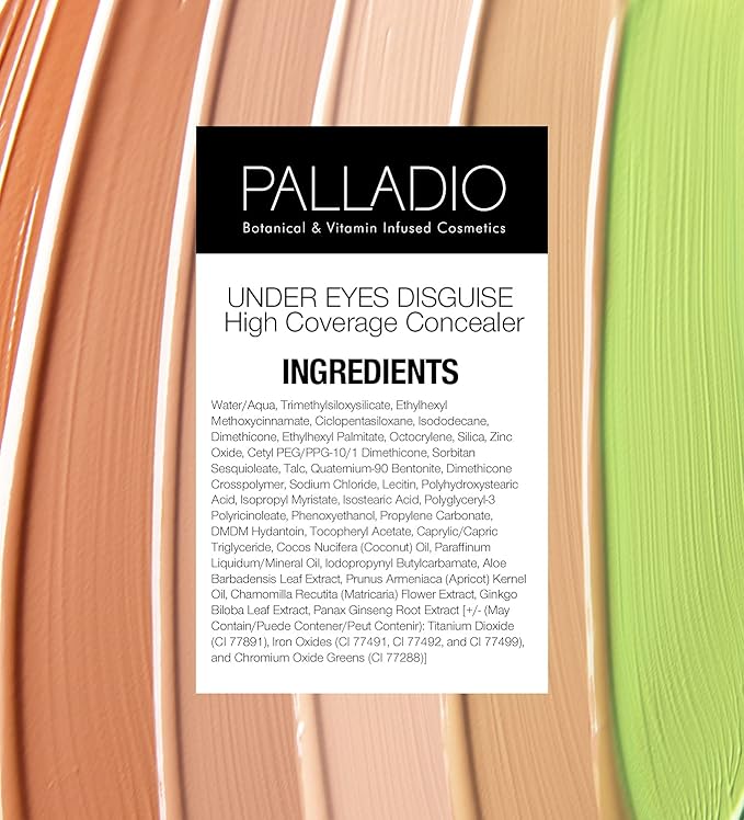 Palladio Full Coverage Concealer, Under Eyes Disguise, Creamy Brush, Mocha