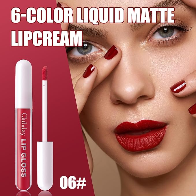 Multicolor Lip Gloss Non-Sticky Matte Long-lasting Color Lip Lacquer Liquid Lipstick Makeup Set Natural Glowy 6 Pcs-01