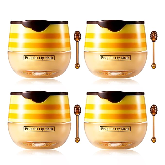 Bee Lip Balm Honey Pot,4 PCS Moisturizing