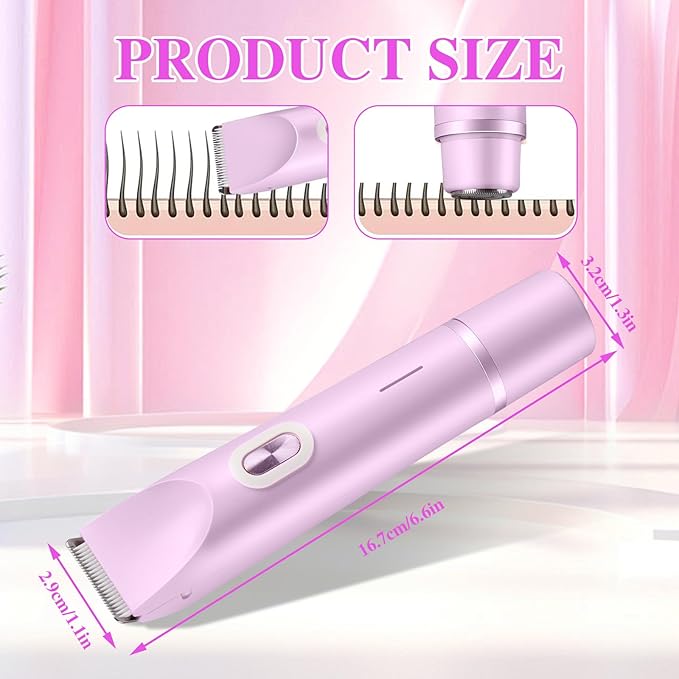Glow Aura Womens Shaver, Bikini Trimmer for Women, Glow Aura Electric Razor, Comfort 2 in 1 Electric Lady Shaverr, Dual Head Groomer, Glowaura Womens Razor, GlowAura Bikini Shaver(Purple)