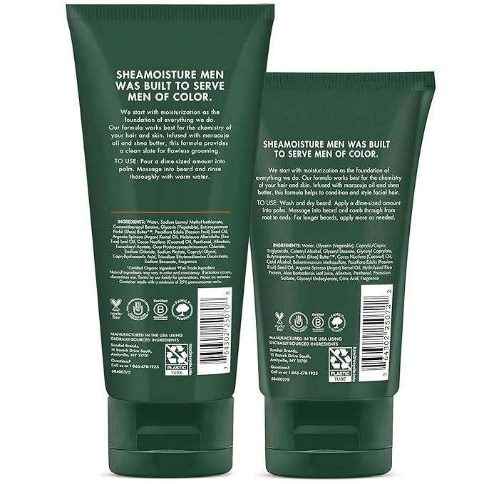 SheaMoisture Beard Wash & Beard Detangler Set - Fair Trade Organic Shea Butter, Coarse Hair, Men's Grooming, Scented, 2 Piece Set
