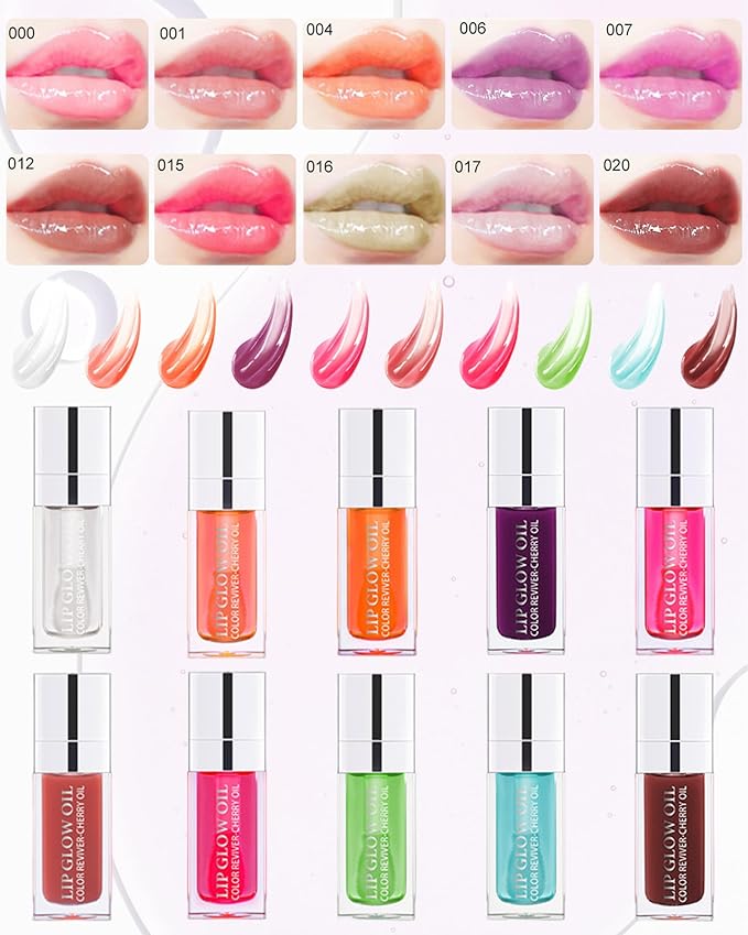 Lip Glow Oil, Mahogany, Lip Care Product with Hydrating Plumping Lip Gloss, Clear Tinted Lip Oil for Dry Lips, Nourishing Lip Gloss Oil, Christmas Makeup Gift for Women