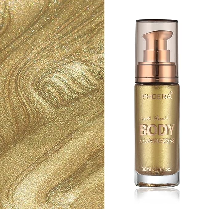 Body Shimmer Oil, Waterproof Long Lasting Moisturizing Bronze Gold #02) 1oz