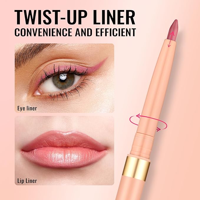 Oulac Waterproof Lipliner Pencil - Smooth and Creamy, Retractable Lip Makeup for Precision Application, Vegan & Cruelty-Free, LL01 Dusty Rose
