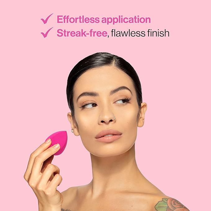 wet n wild Makeup Sponge - Low Product Absorption for Streak-Free Application, Effortless Blending Beauty for a Smooth Professional Looking Finish, Cruelty-Free & Vegan-Pink