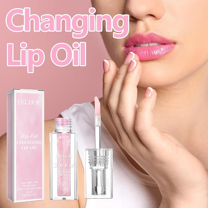 Midnight Boss Up Magic Color Changing Lip Oil Stain Cosmetic PH Actived Moisturizing Hydrating Glow Gloss Tinted Transparent Care Long Lasting Non-Sticky Fresh Texture Nourishing Pink Orange Red