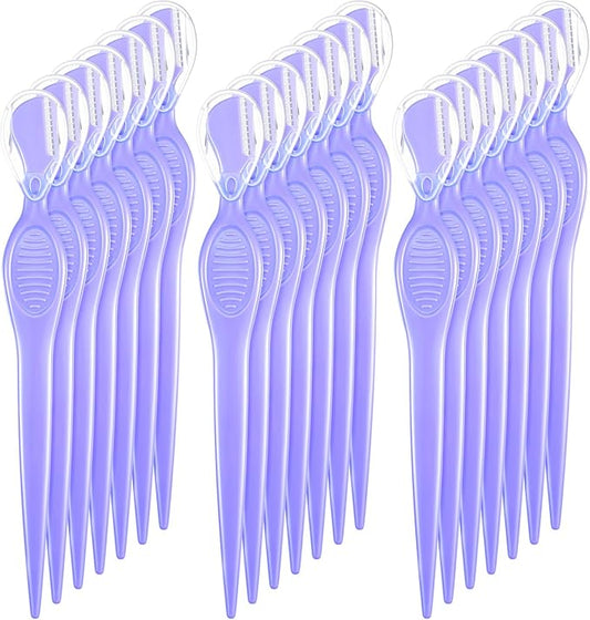 Mudder 21 Pcs Eyebrow Razor Eyebrow Shaver Facial Razor Multipurpose Face Trimmers with Precision Cover for Women Makeup Care Tools(Purple)