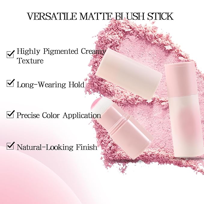 Boobeen Cream Blush Stick, Lightweight Buildable Blush Tint, 0.35 oz